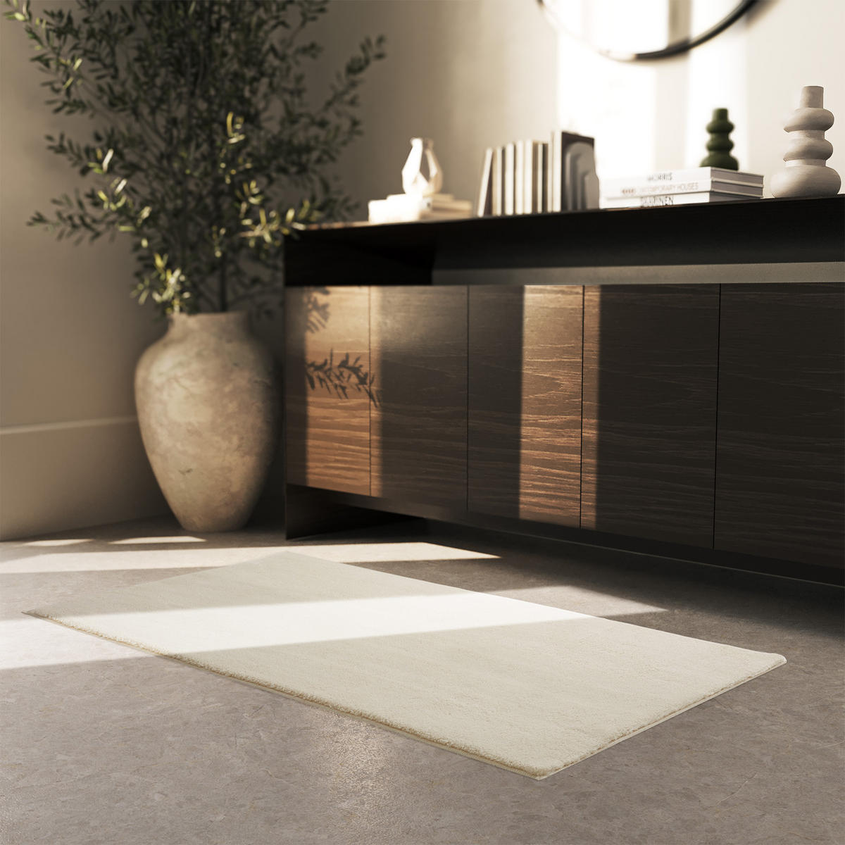 KURZFLORTEPPICH Soft Zone,rutschfeste Unterseite,beige - Beige, Textil (150/80cm) - tectake