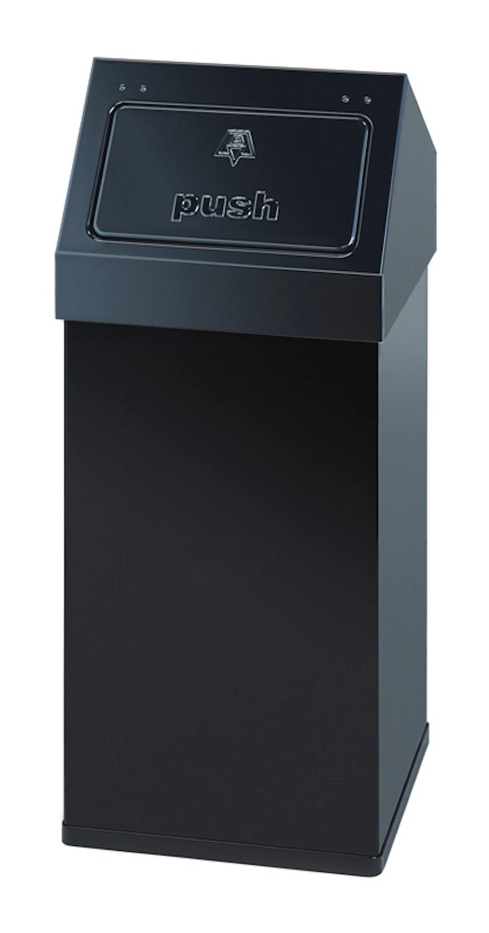 ABFALLSAMMLER Eckiger AlumInium Abfallbehälter Haiti Mit Push Deckel 55 Liter 77 x 30 x 30 cm Schwarz - Schwarz, Metall (30/77/30cm) - PROREGAL
