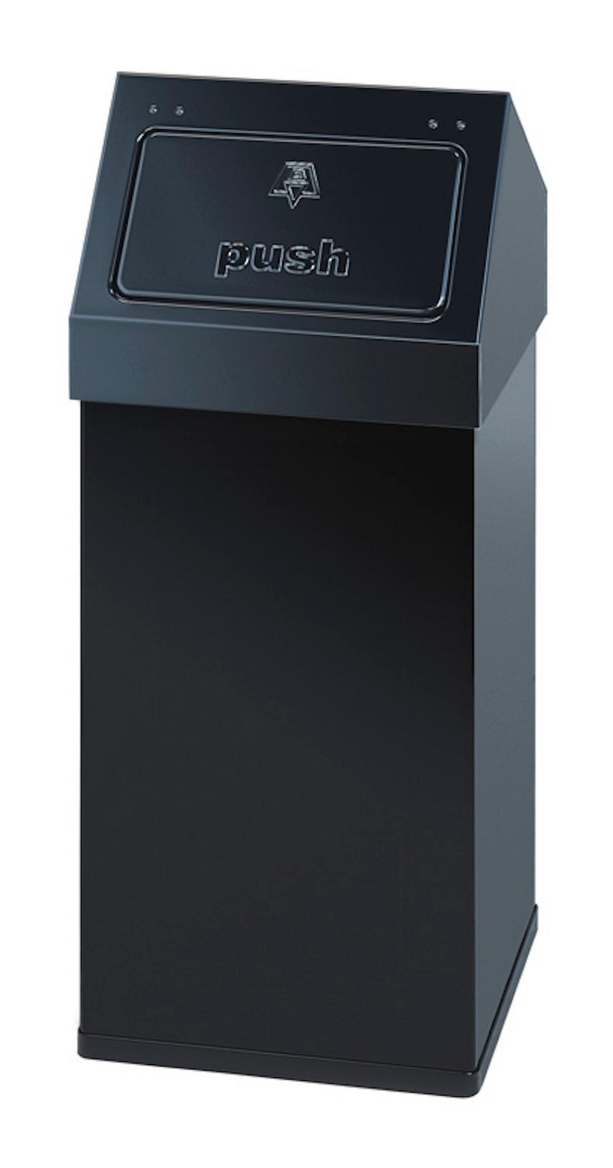 ABFALLSAMMLER Eckiger AlumInium Abfallbehälter Haiti Mit Push Deckel 55 Liter 77 x 30 x 30 cm Schwarz - Schwarz, Metall (30/77/30cm) - PROREGAL
