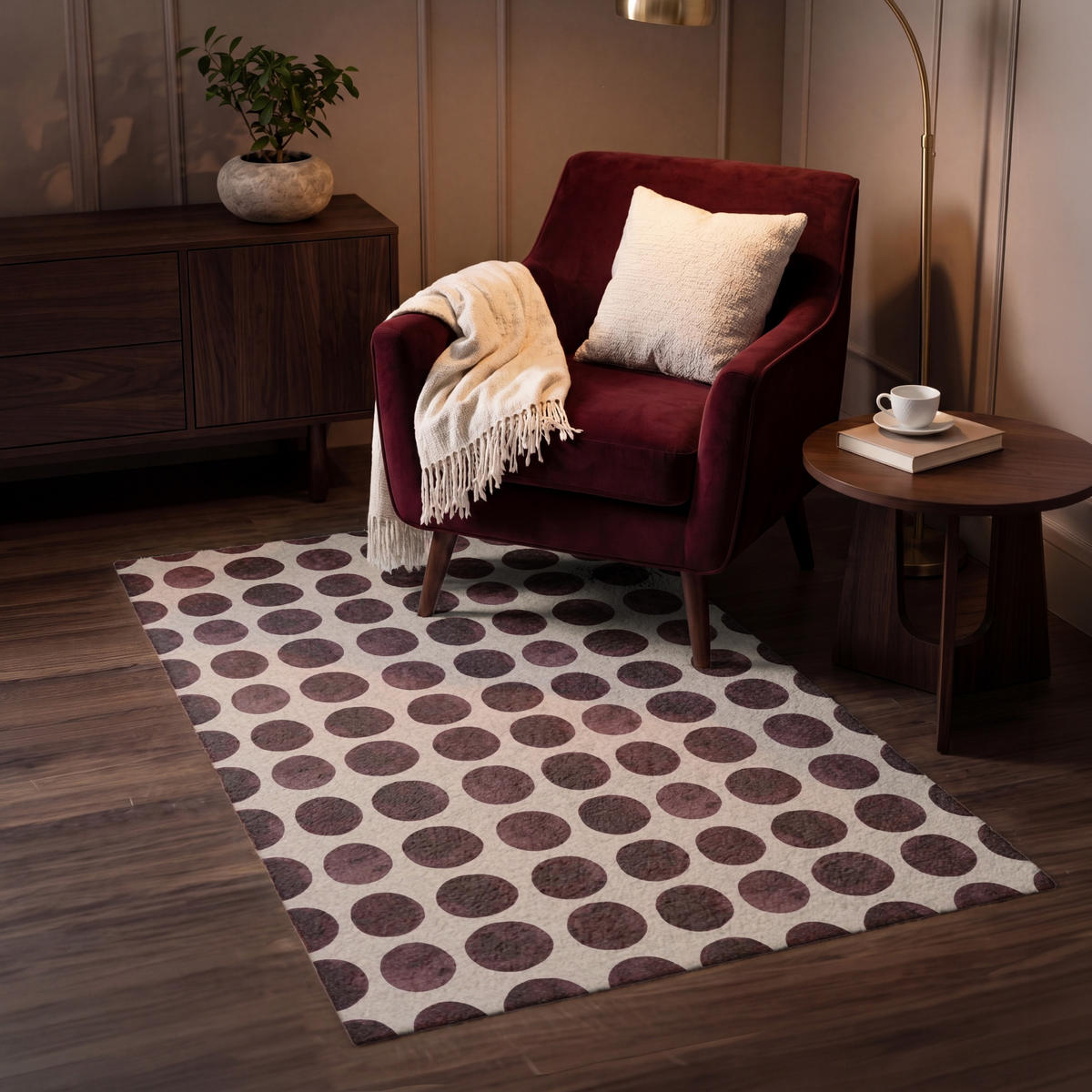 KOBERCE - Bodky - Vzor - Hnedý - 80x120 cm - tmavohnedá, textil/plast (80/0.4cm) - OnlyWow