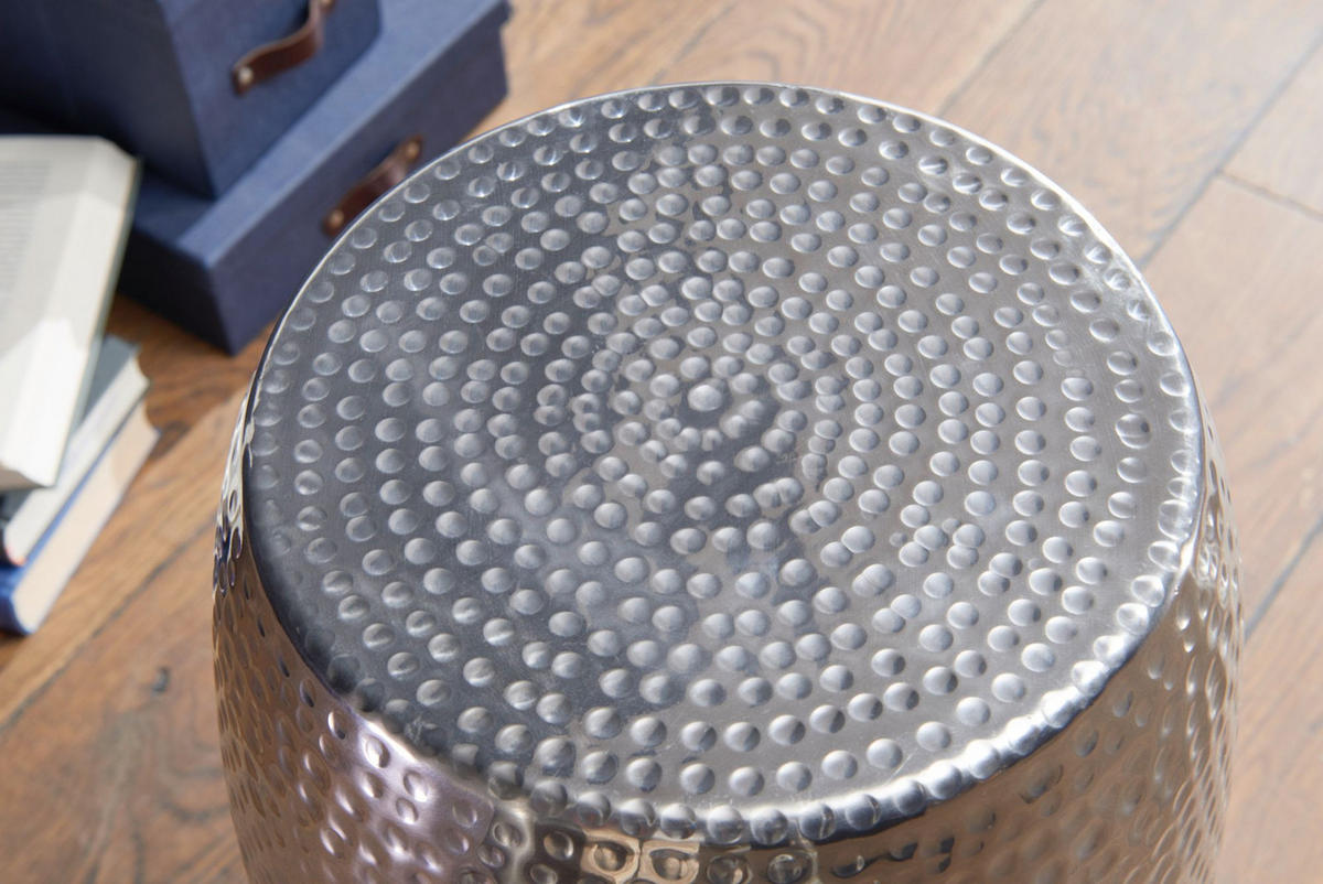 BEISTELLTISCH Aluminium Orientalisch ENNS, Silber 30x30x49 cm - Silberfarben, Metall (30/30/49cm) - KADIMA DESIGN