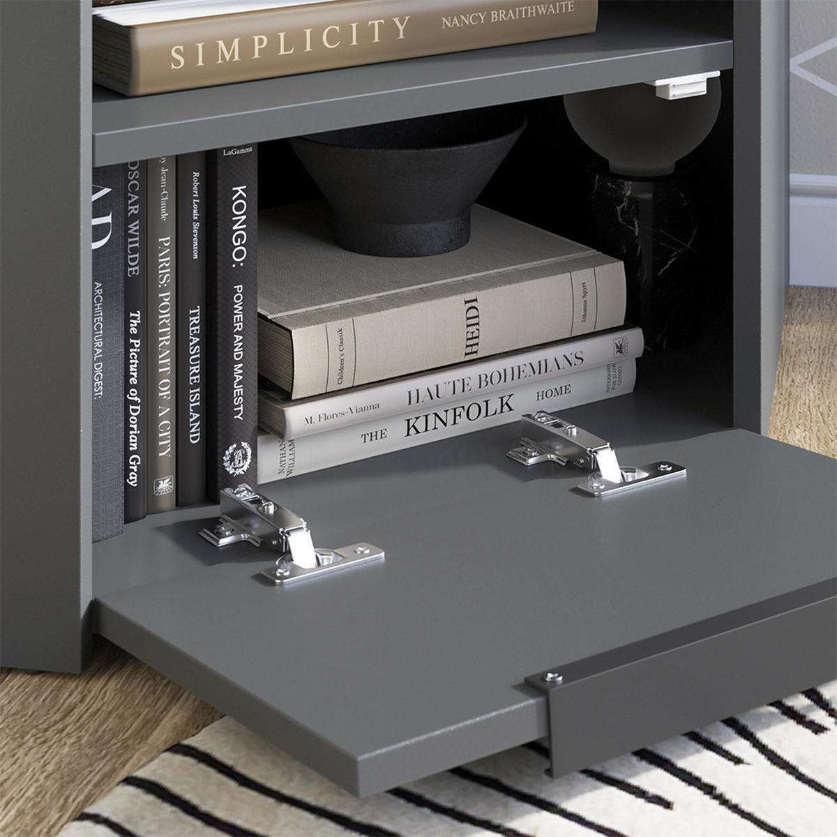 WOHNWAND Wido Anthrazit/Sonoma 3 Teile - Anthrazit/Sonoma Eiche, Holzwerkstoff (68/50/68cm) - Vicco