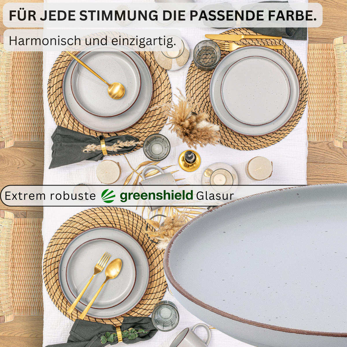 DESSERTTELLER BOMBAY STONE - 4 teilig aus Steingut - Hellgrau, Stein (20.5cm) - Sänger