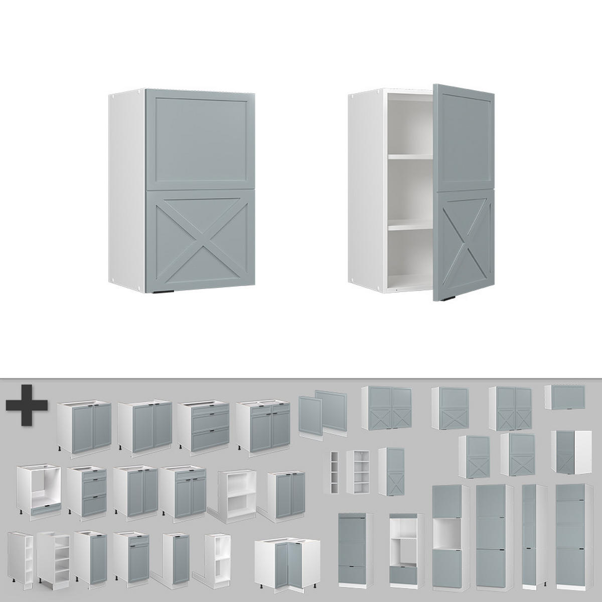 HÄNGESCHRANK Fame-Line Hellblau-grau 45 cm - Blaugrau/Weiß, Holzwerkstoff (45/72/34.1cm) - Vicco