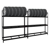 REIFENREGAL Tiger XL 2er-Set mit 2x 200x180x45 cm 300 kg Fachlast bis zu 42 Reifen Schwarz - Schwarz, Metall (360/200/45cm) - PROREGAL