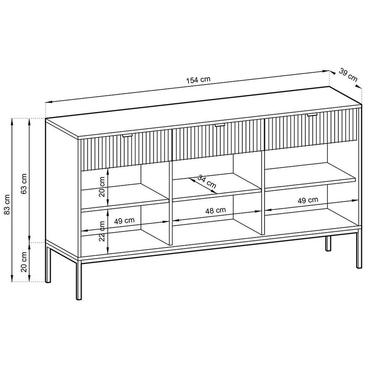 SIDEBOARD Newcastle-160 - Weiß, Holzwerkstoff (154/83/39cm) - Lomado