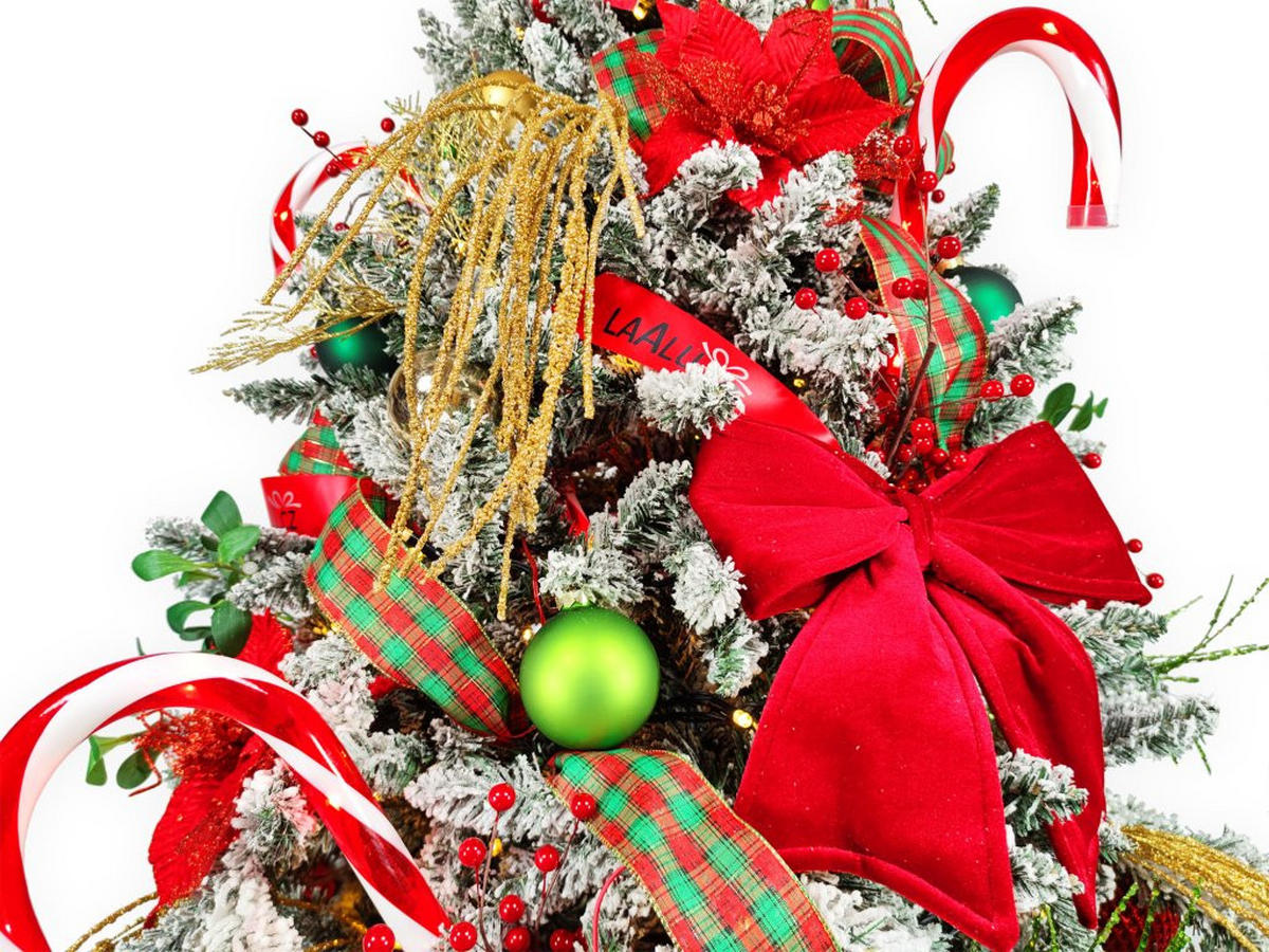 WEIHNACHTSBAUMSCHMUCK-SET SANTA CLAUS, 124-teilig, für Weihnachtsbäume 240–270 cm, inkl. Aufbewahrungsbox - Rot/Goldfarben, Kunststoff/Textil (55/50/75cm) - LAALU