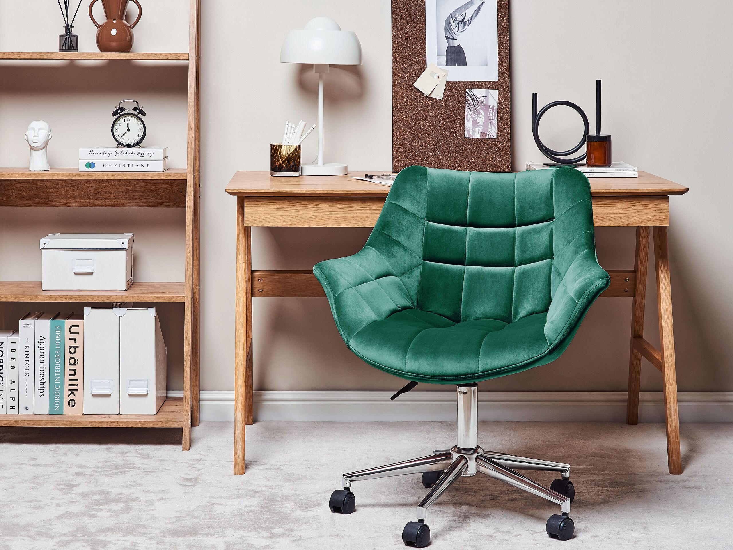 BÜROSTUHL Samtstoff Grün Labelle - Grün, Textil/Metall (62/83/62cm) - Beliani