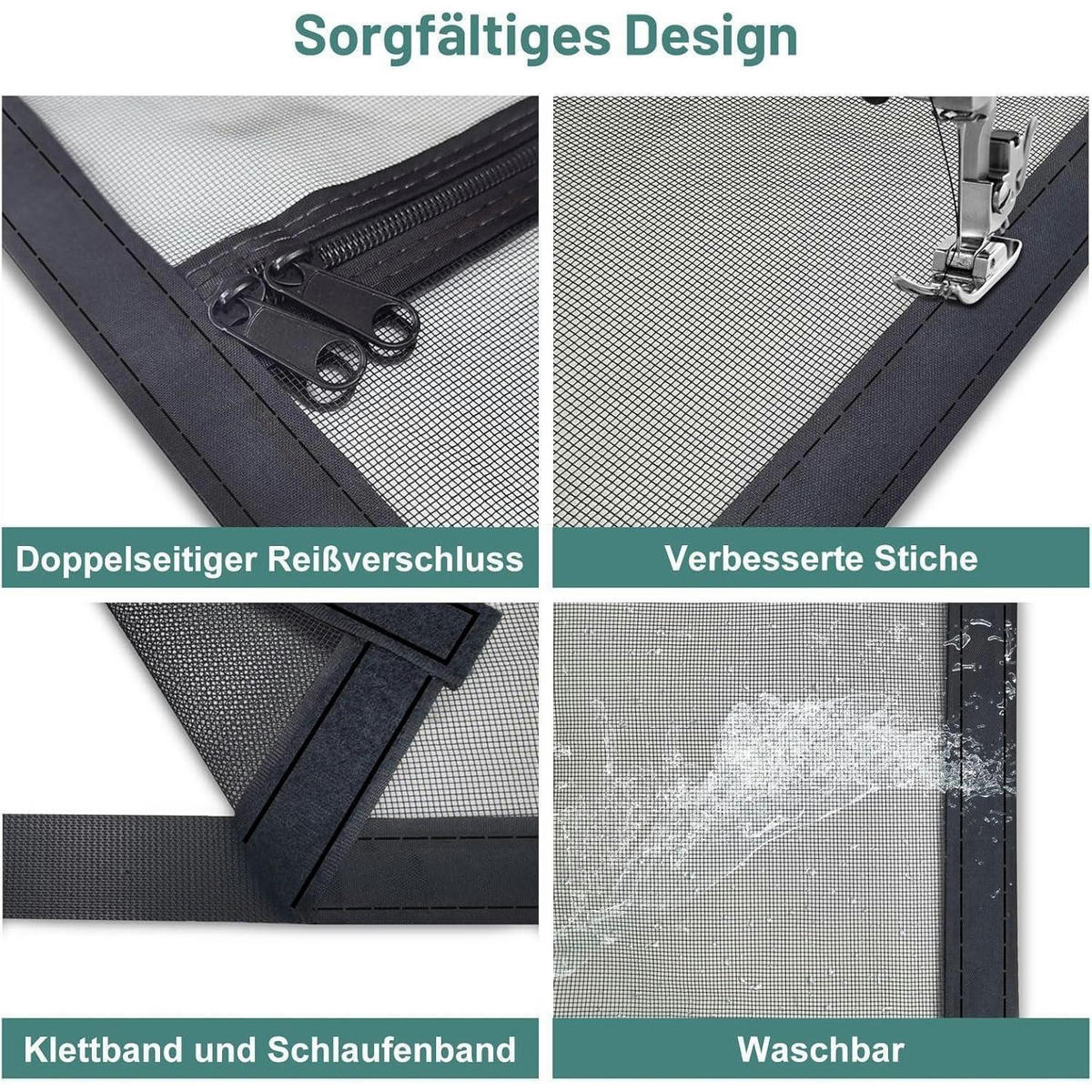 KATZENGITTERTÜR verstärkt 120 x 220 cm Schwarz - Schwarz, Textil (20/30/3cm)