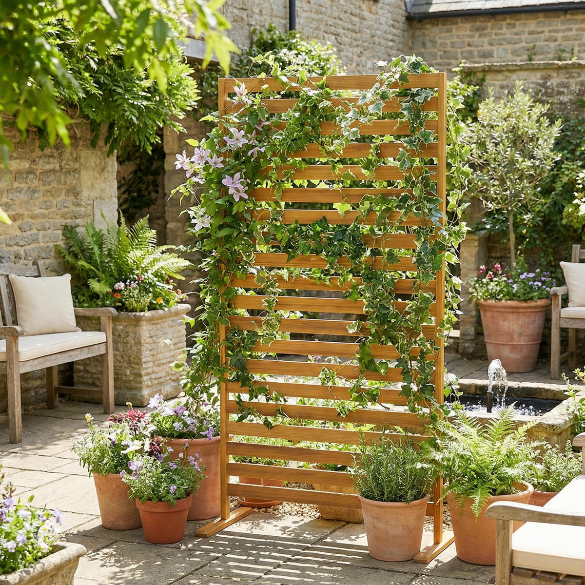 SICHTSCHUTZ Tannenholz Braun - Braun, Holz (40/170cm) - Outsunny