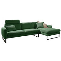 ECKSOFA RICARDA Smaragdgrün Cord - Smaragdgrün/Schwarz, Textil/Metall (298/154cm) - KAWOLA