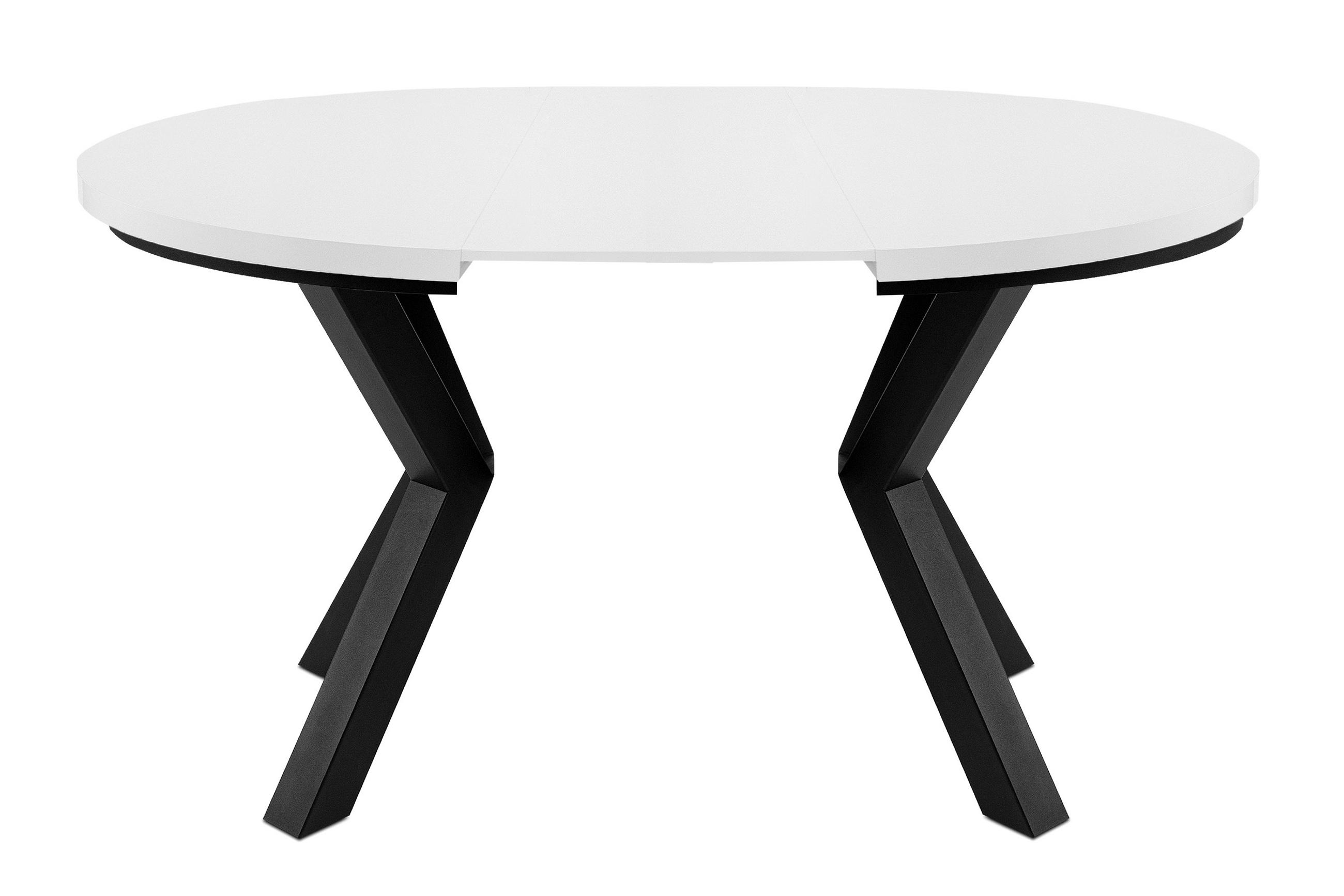 ESSTISCH ROSTEL Ausziehbar 100-220cm Rund, weiß - Schwarz/Weiß, Holz (100/220/75cm) - KONSIMO®