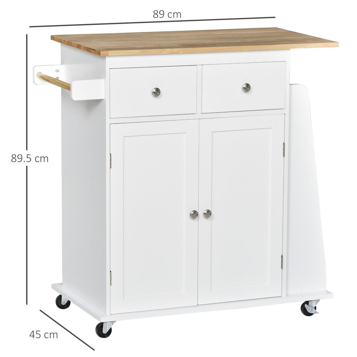 KÜCHENWAGEN, 3-stöckig, Gewürzregal, 4 Rollen, MDF/Spanplatte, weiß, 89x45x89cm - Multicolor, Metall (226.06/227.33/114.3cm) - FORIOUS