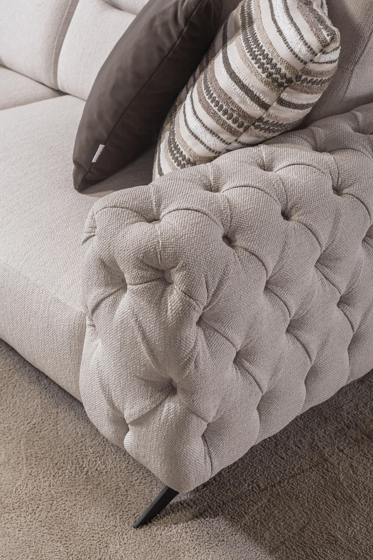 3 Sitzer SOFA Cuba Samt Schwarz - Creme, Textil/Metall (235/87/95cm)