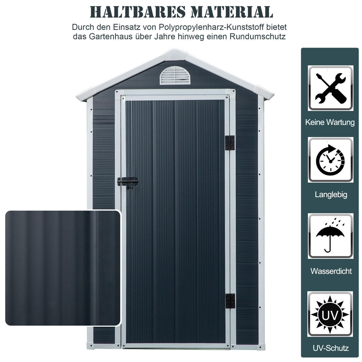 GERÄTEHAUS, Gartenhaus, Geräteschuppen mit Lüftungsfenster, Outdoor, Metall, Grau - Grau, Metall (104/204/134cm) - Outsunny