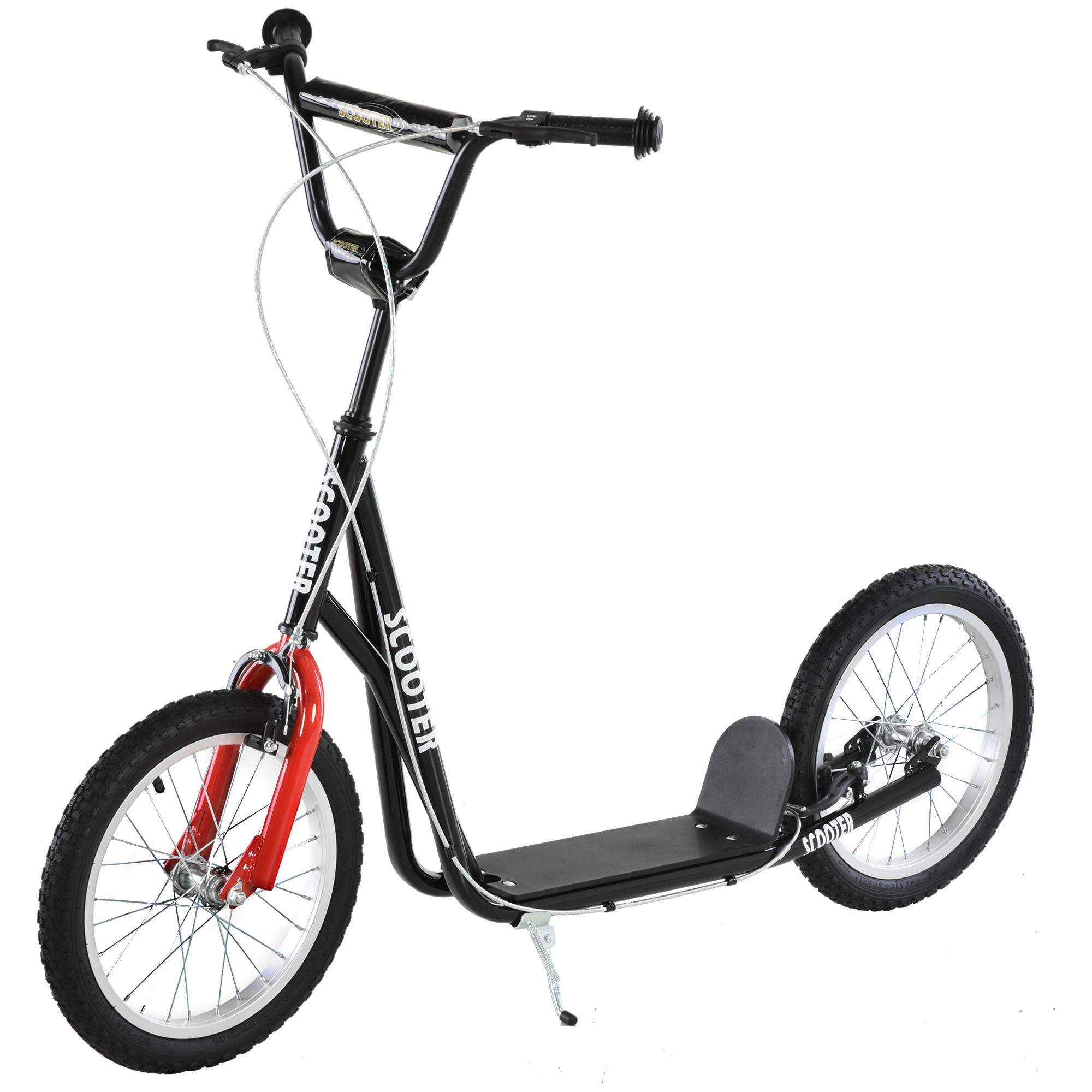 HOMCOM KOLOBĚŽKA Scooter Cityroller Dětská koloběžka s pneumatikami Nastavitelná Hliník Černá