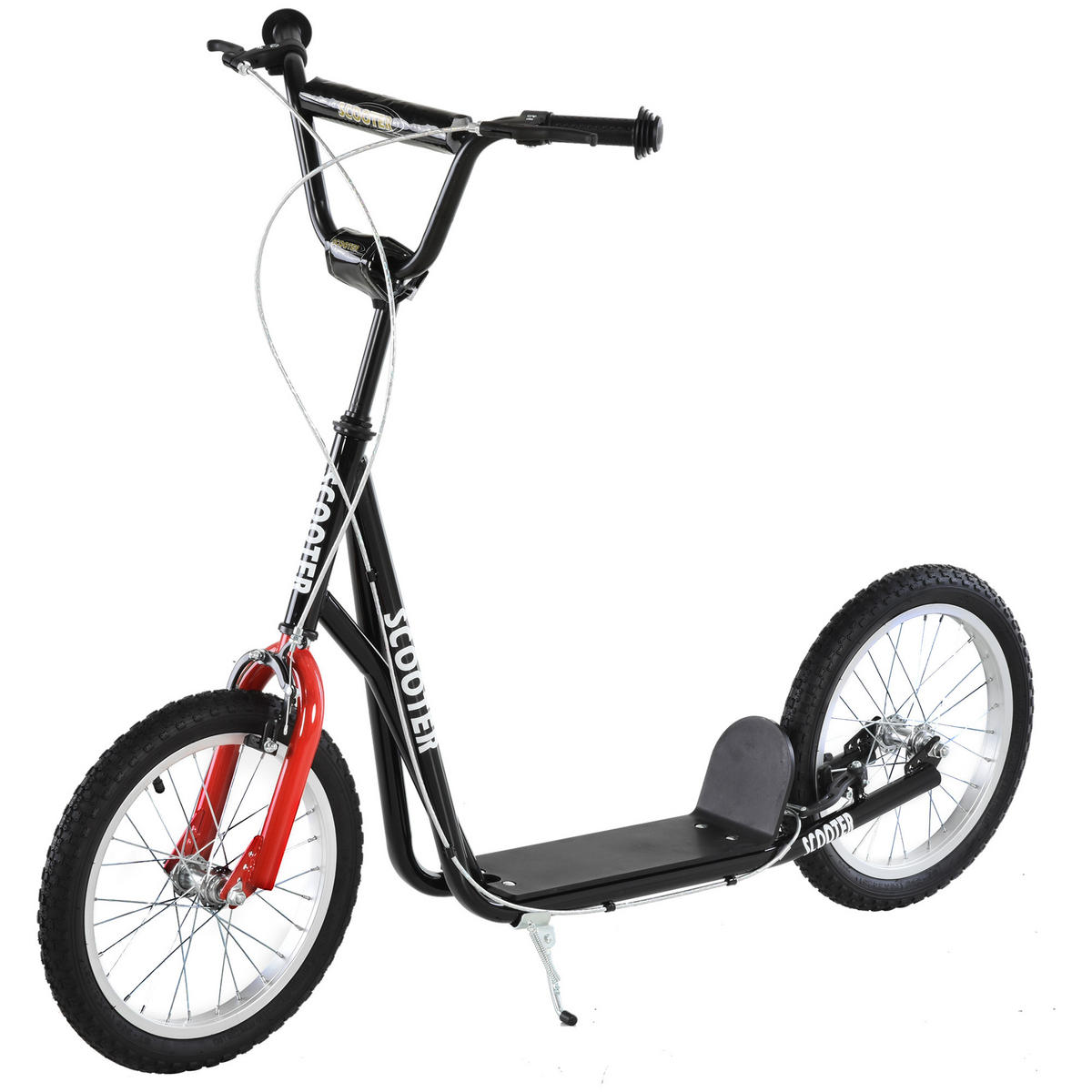 TRETROLLER Scooter Cityroller Kinder Luftreifen Roller verstellbar Alu Schwarz - Schwarz, Metall (139/58/96cm) - HOMCOM