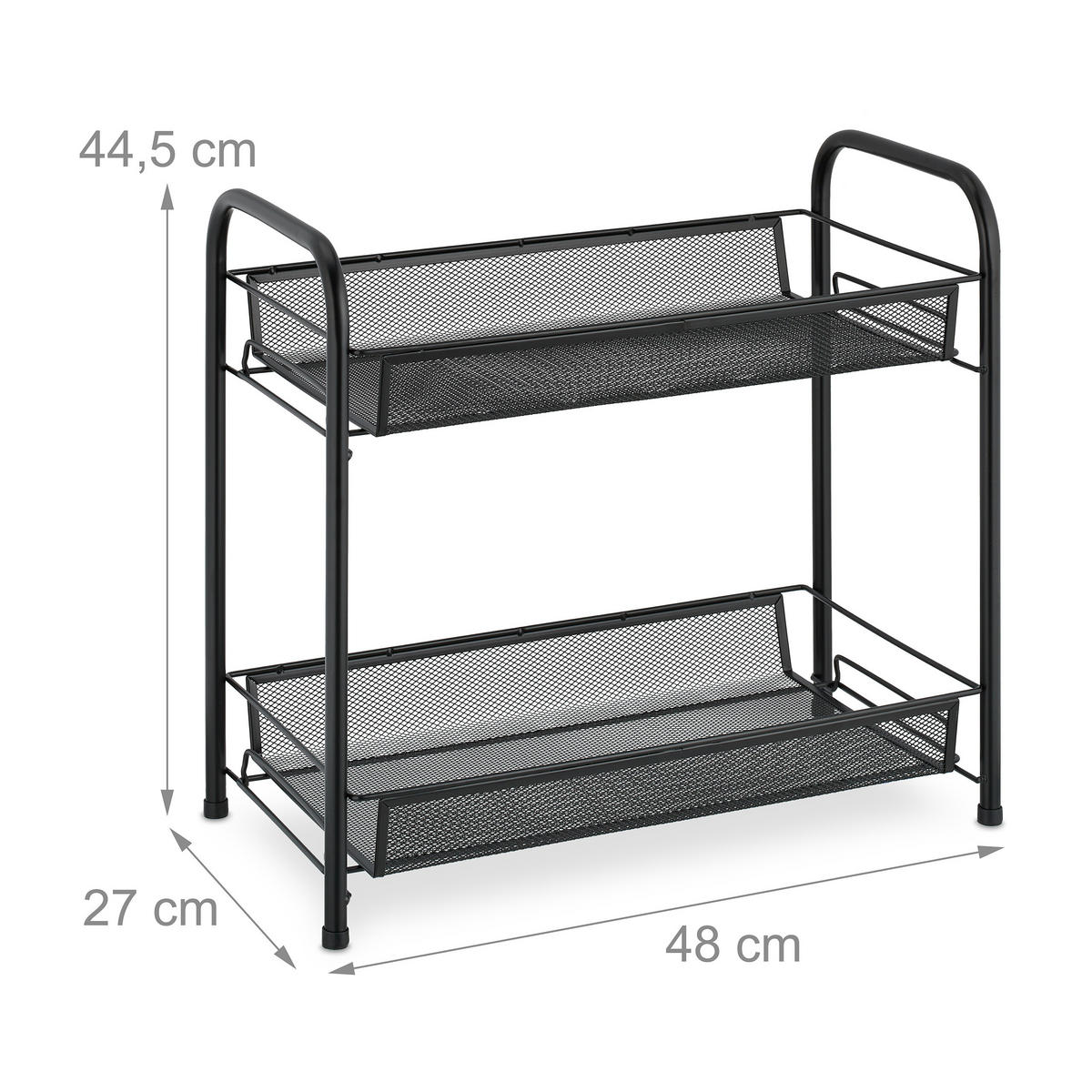 GEWÜRZREGAL - Schwarz, Kunststoff/Metall (48/44.5/27cm) - Relaxdays