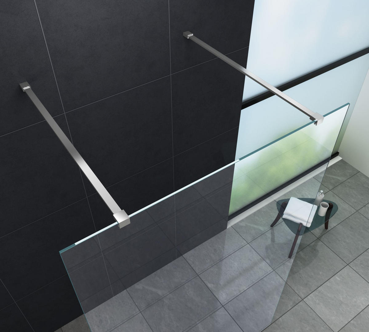 DUSCHWAND AQUOS-DUBLO Klar 160 x 200 cm freistehend 10 mm ESG - Klar, Glas (160/200cm) - Glasdeals