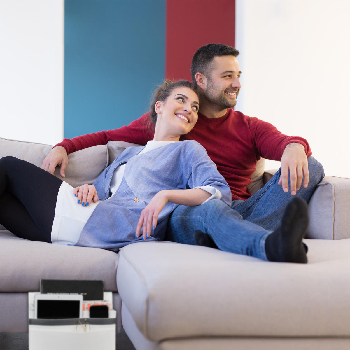 BETTTASCHE - Anthrazit, Textil - Relaxdays