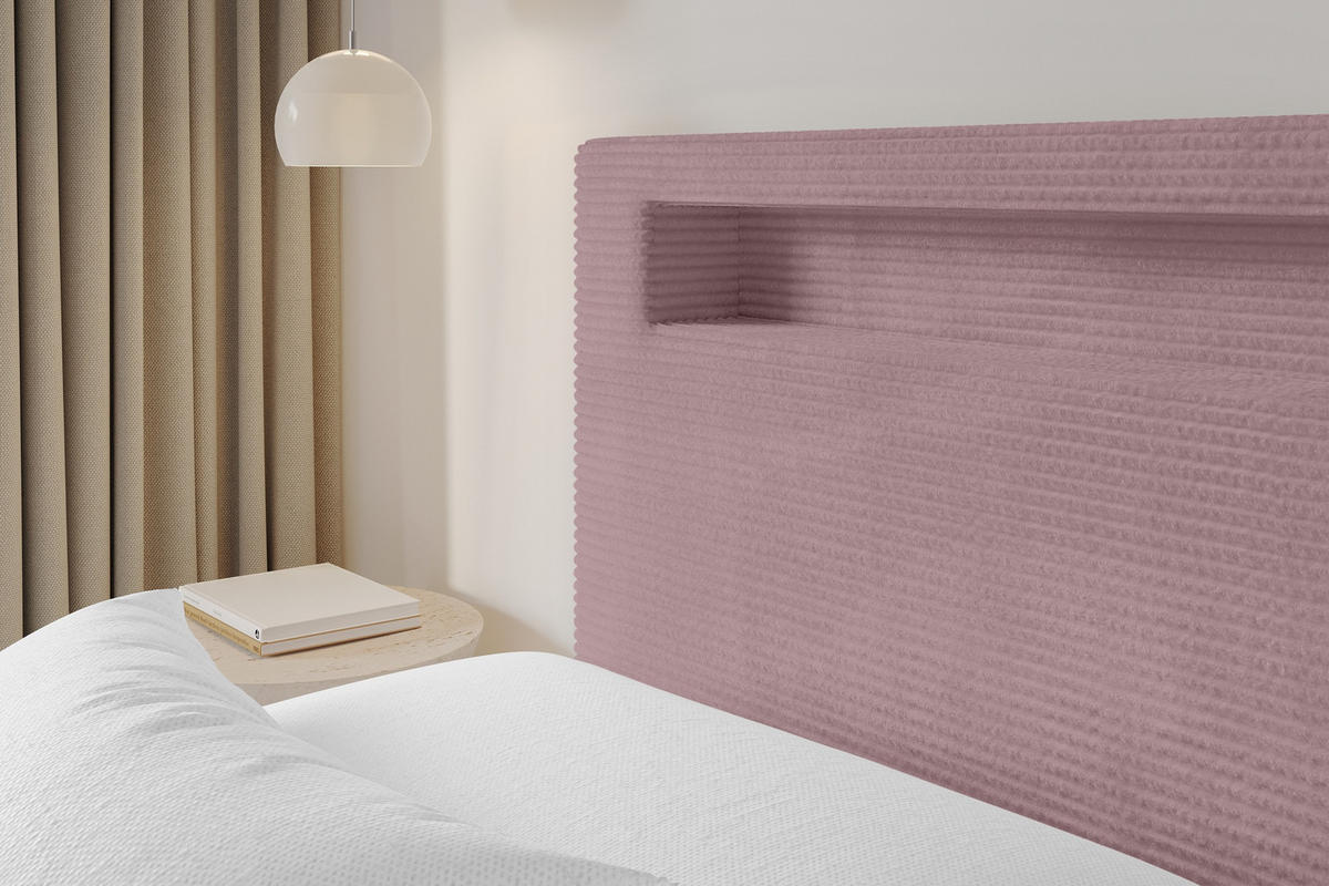 POLSTERBETT mit Bettkasten und Lattenrost, Boxbett ohne Matratze - GOLA 180x200 Rosa - Rosa, Holzwerkstoff/Textil (180/200cm) - ALTDECOR