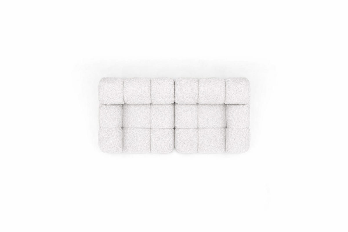 COUCH, 2-Sitzer Modular, Bouclé-Stoff Abriamo, Ecru, Selia - Ecru, Holz (190/70/95cm) - Kaiser Möbel