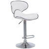 BARHOCKER Lederlook weiß - Chromfarben/Walnussfarben, Textil/Metall (46/88/49cm) - CLP