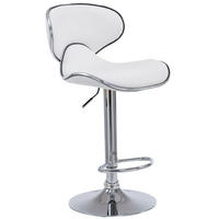 BARHOCKER Lederlook weiß - Chromfarben/Walnussfarben, Textil/Metall (46/88/49cm) - CLP