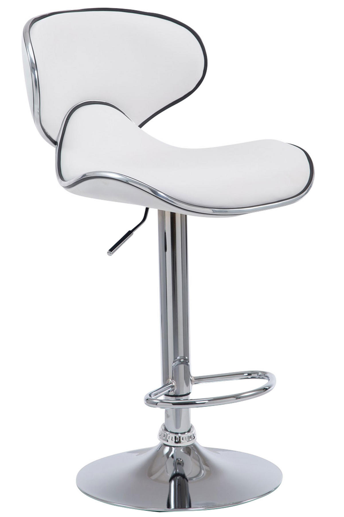 BARHOCKER Lederlook weiß - Chromfarben/Walnussfarben, Textil/Metall (46/88/49cm) - CLP