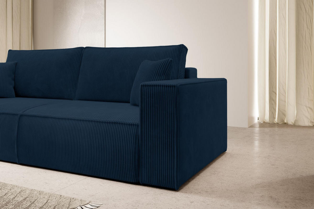 SCHLAFSOFA Farese Dunkelblau Cordbezug - Schwarz/Dunkelblau, Kunststoff/Textil (257/85/102cm) - Selsey