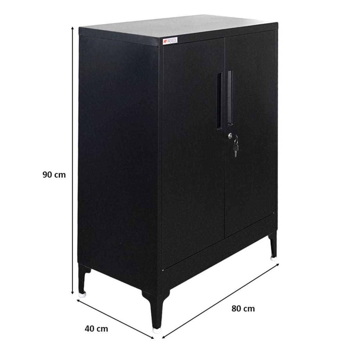 AKTENSCHRANK Elephant 2 Ebenen Schwarz 90x80x40cm - Schwarz, Metall (80/90/40cm) - PROREGAL