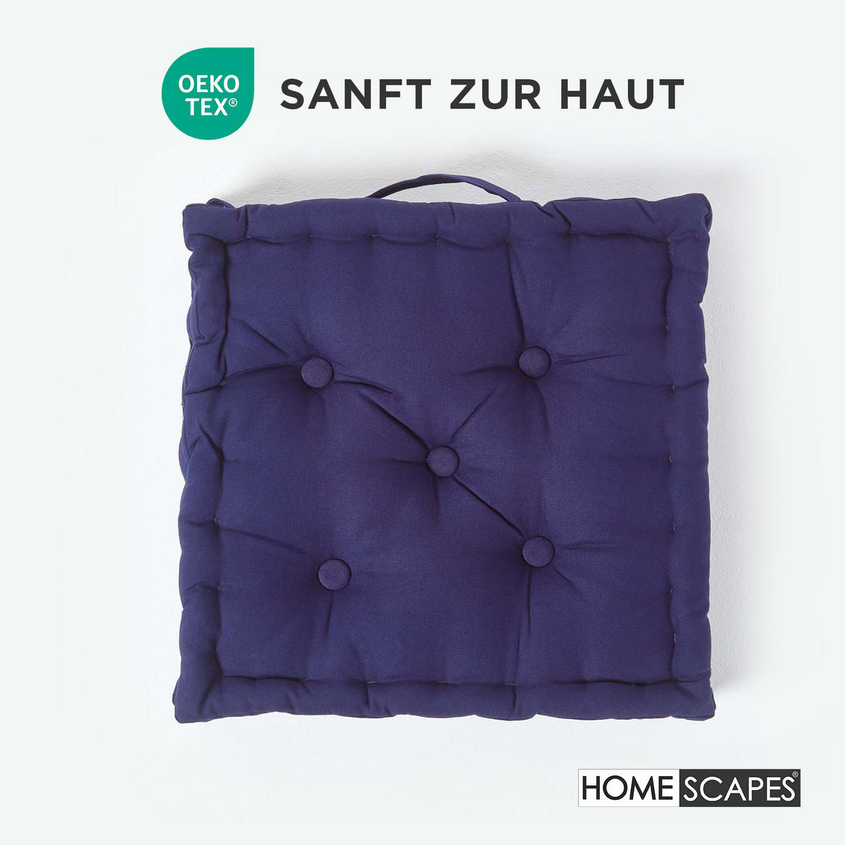 SITZKISSEN dunkelblau 40/40/8 cm – Bodenkissen unifarben - Dunkelblau, Textil (40/40/8cm) - Homescapes