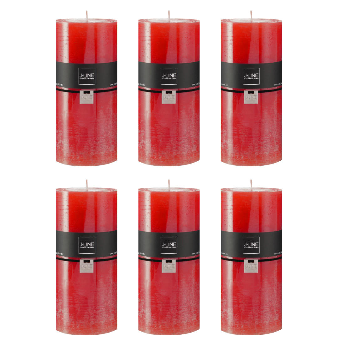 DUFTKERZE ZART - Rot - XXL - 150 Std. - 6er set - Rot, Paraffin (10/20cm) - J-Line