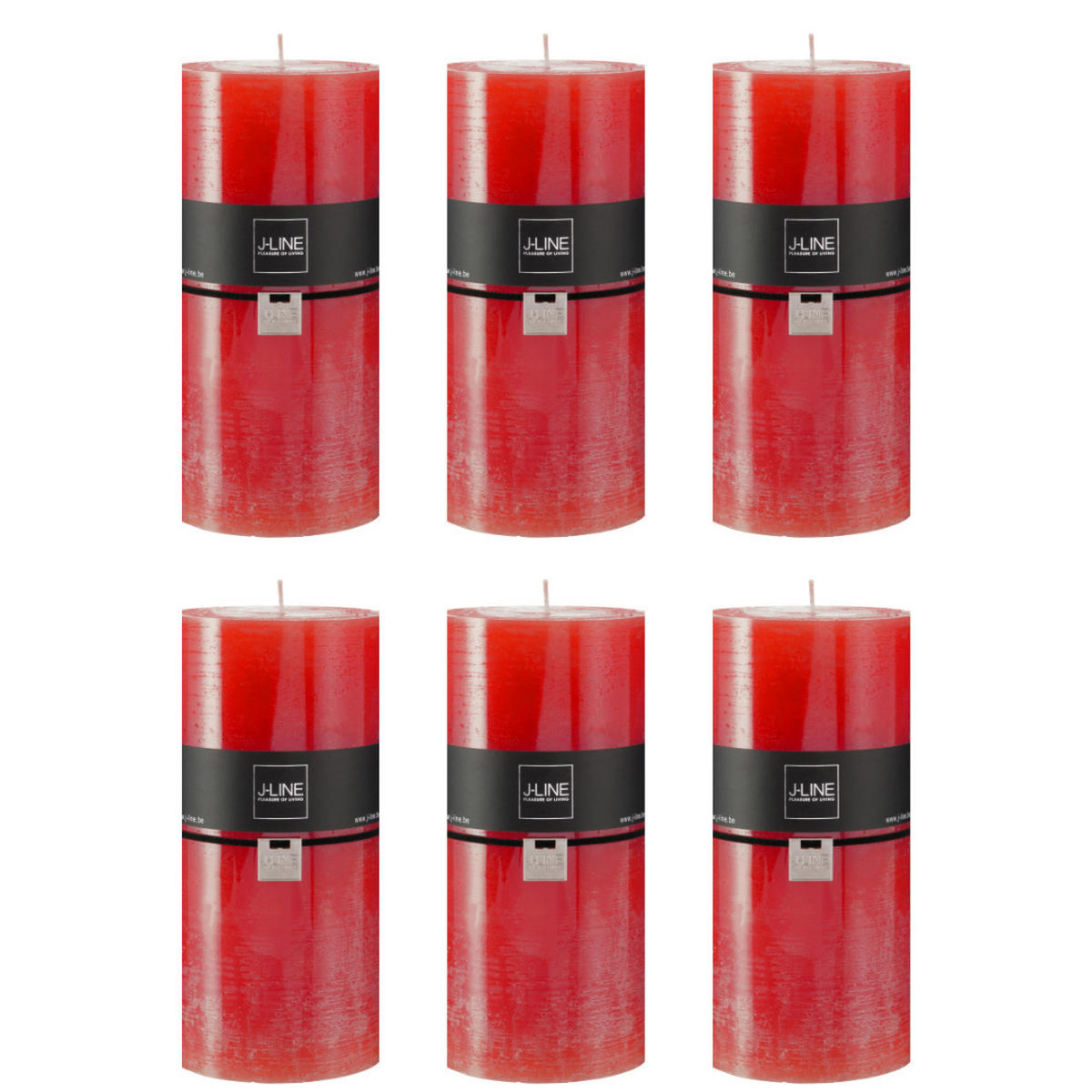 DUFTKERZE ZART - Rot - XXL - 150 Std. - 6er set - Rot, Paraffin (10/20cm) - J-Line