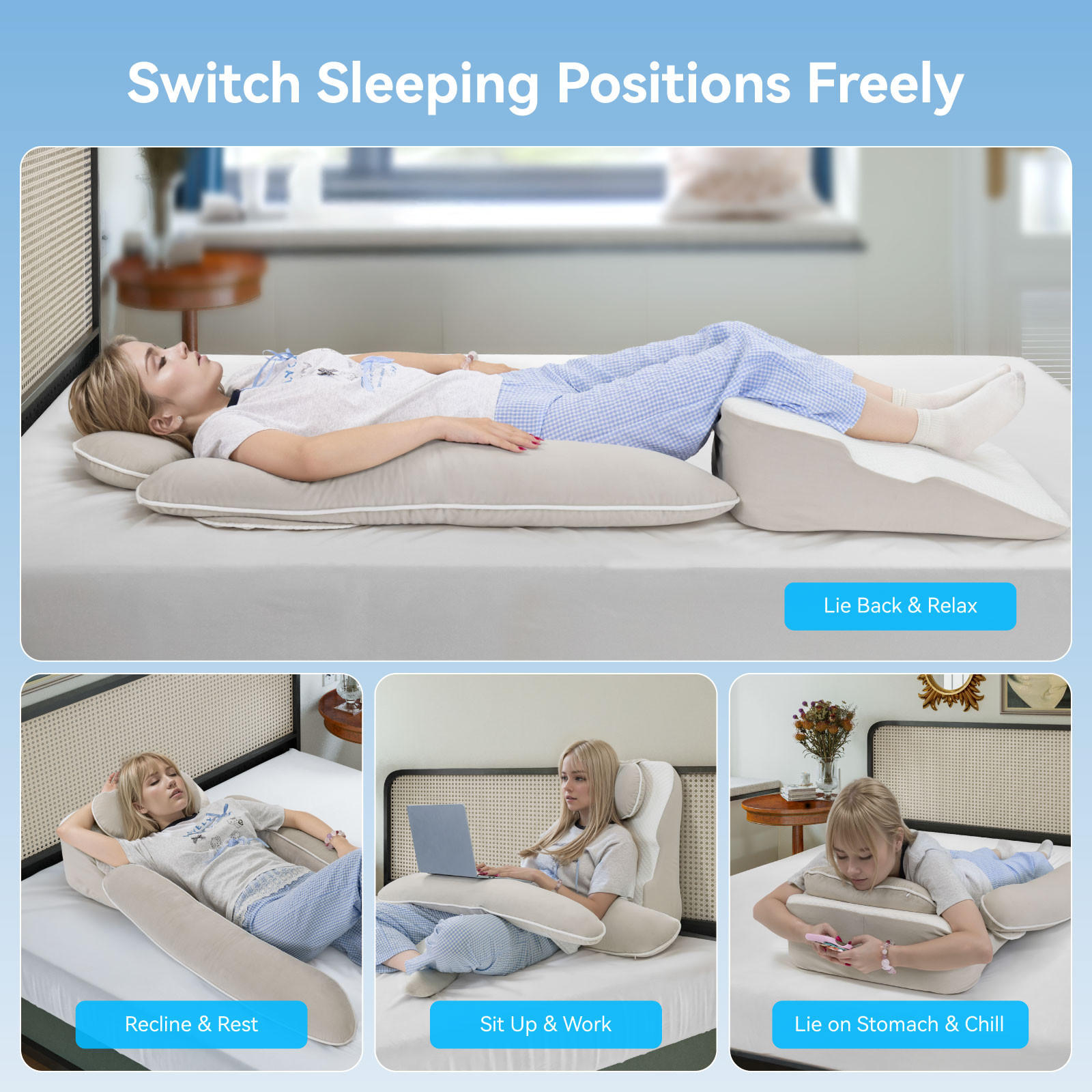 Thumbnail - Vercart Seitenschläferkissen, Beige, Textil, Mode, Füllung: Polyester, 73x135 cm, CE, Schlaftextilien, Kopfkissen & Nack...