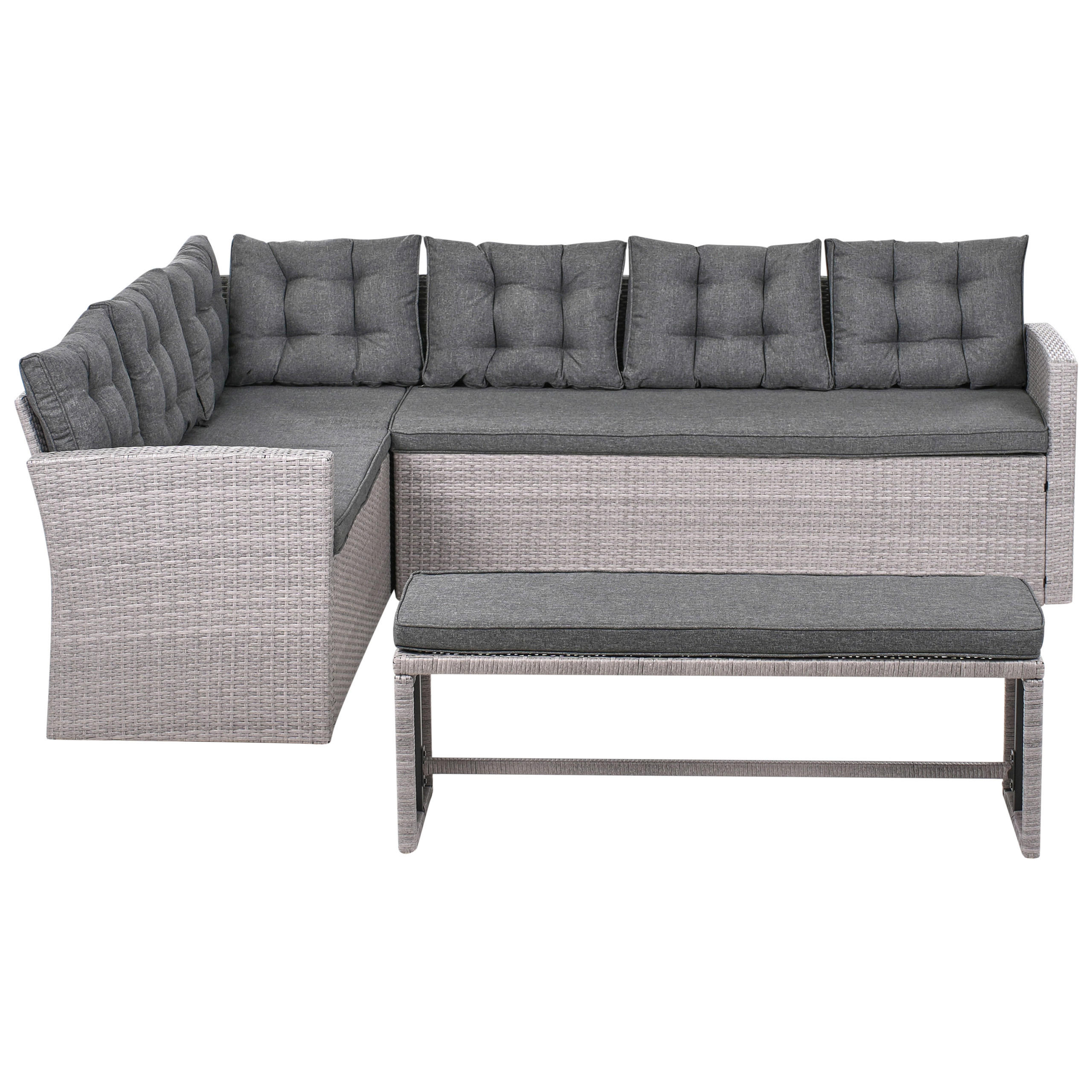 GARTEN-ECKSOFA 8-Sitzer Polyrattan Grau Viterbo - Hellgrau/Grau, Kunststoff - Beliani