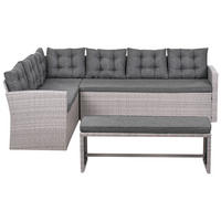 GARTEN-ECKSOFA 8-Sitzer Polyrattan Grau Viterbo - Hellgrau/Grau, Kunststoff - Beliani