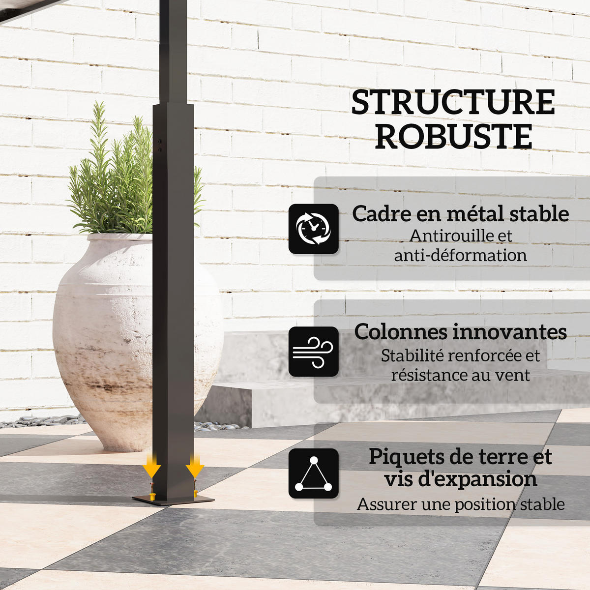 GRILLPAVILLON DE-12649 240/150/250 cm LED, 2 Regale, 8 Haken Dunkelgrau - Dunkelgrau, Metall (375.92/629.92/617.22cm) - ComfortXL