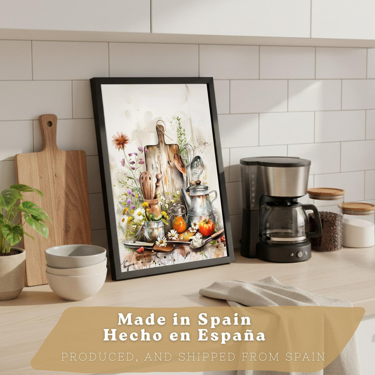 PLAKAT Sada 4 Květiny A3 Černý rám - černá, papír (29.7/1/42cm) - Nacnic