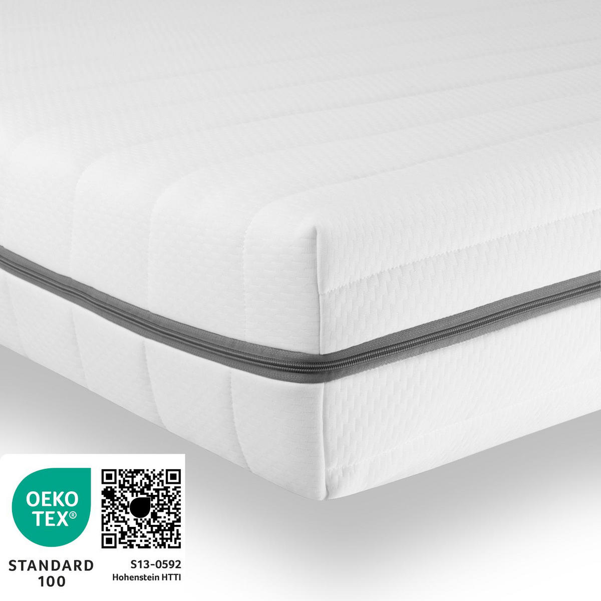 7ZÓNOVÁ matrace ze studené pěny 120x200 cm, H2+H3, výška 15 cm, se snímatelným a pratelným potahem - bílá, textil (120/200cm) - Sleepneo