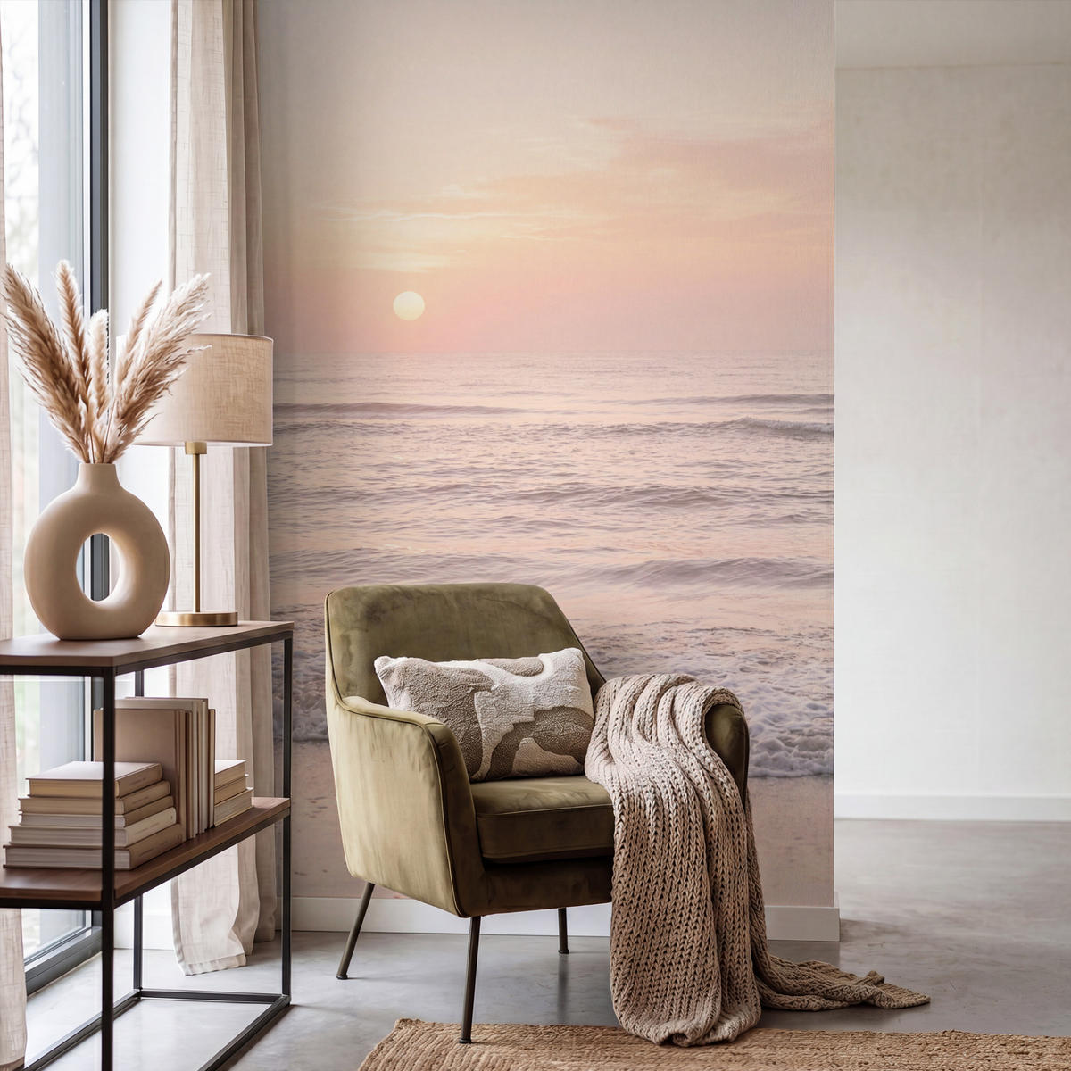 TAPETE - Sonne - Strand - Rosa - 140x220 cm - Hellrosa, Papier (140/220cm) - OnlyWow