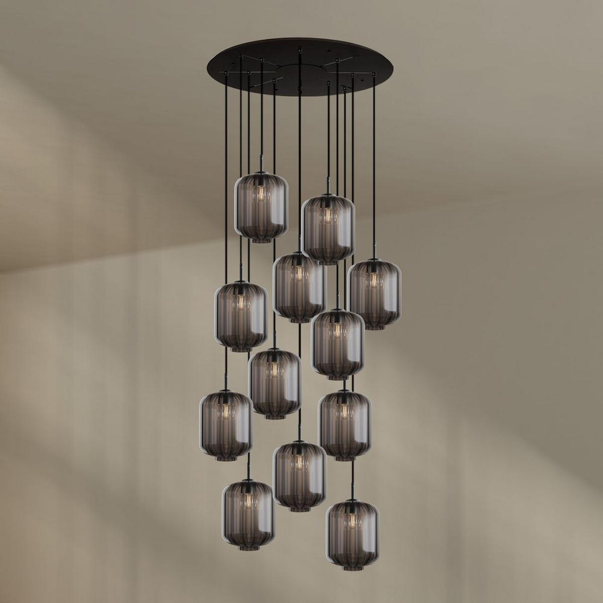 GALERIELEUCHTE Velo 12-flammig Rauch Ø 25cm - Anthrazit/Schwarz, Glas (25/25/27cm) - s.luce
