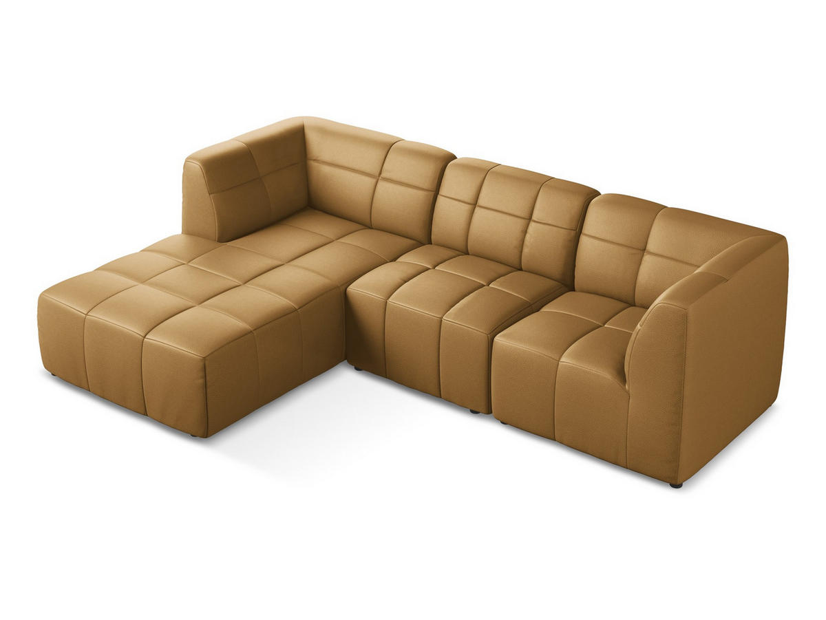 ECKSOFA Links Kunstleder Braun - Cognac/Schwarz, Holzwerkstoff/Kunststoff (266/175cm) - Makamii