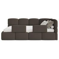 JUGENDBETT Cloudy rechts mit Matratze und Rausfallschutz Bouclé Braun - Braun, Kunststoff/Textil (90/200cm) - Selsey
