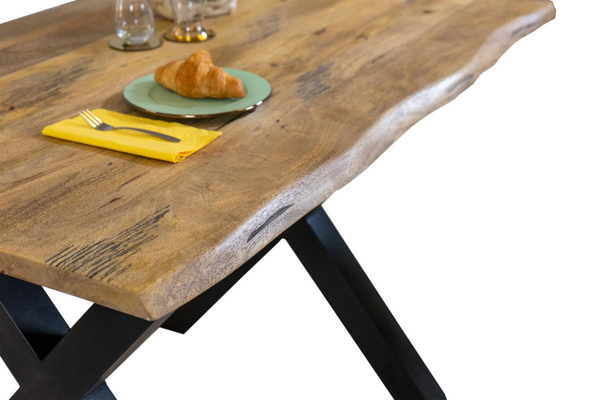 ESSTISCH TIGER X - Beige/Schwarz, Holz/Metall (80/120/77cm) - SAM