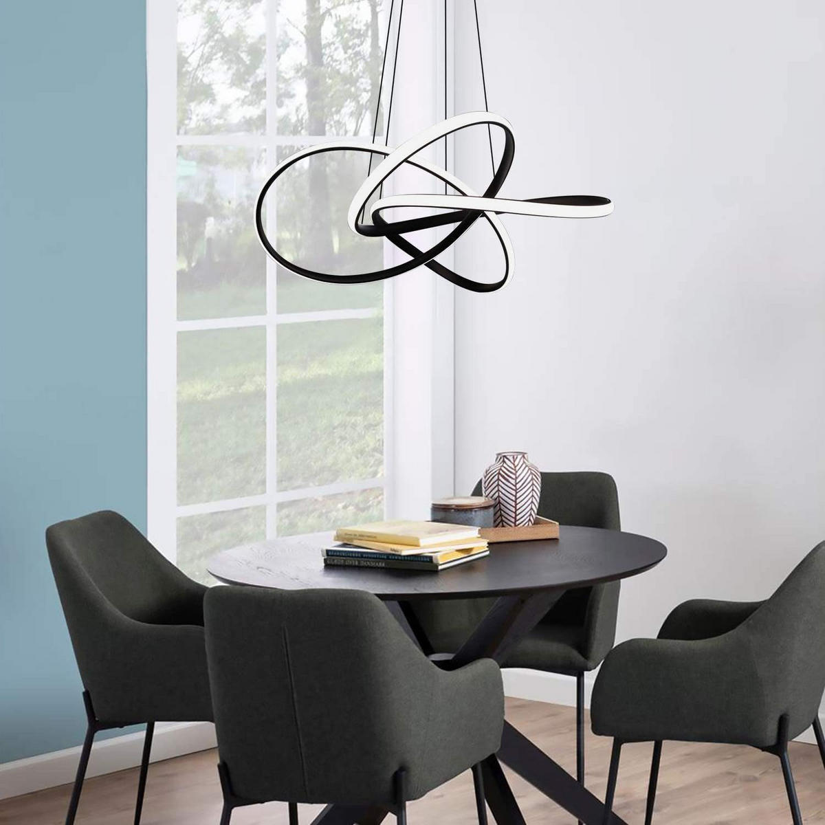 LED-PENDELLEUCHTE Kaelindra 58/150/20 cm - Schwarz, Metall (150/20/150cm) - ZMH