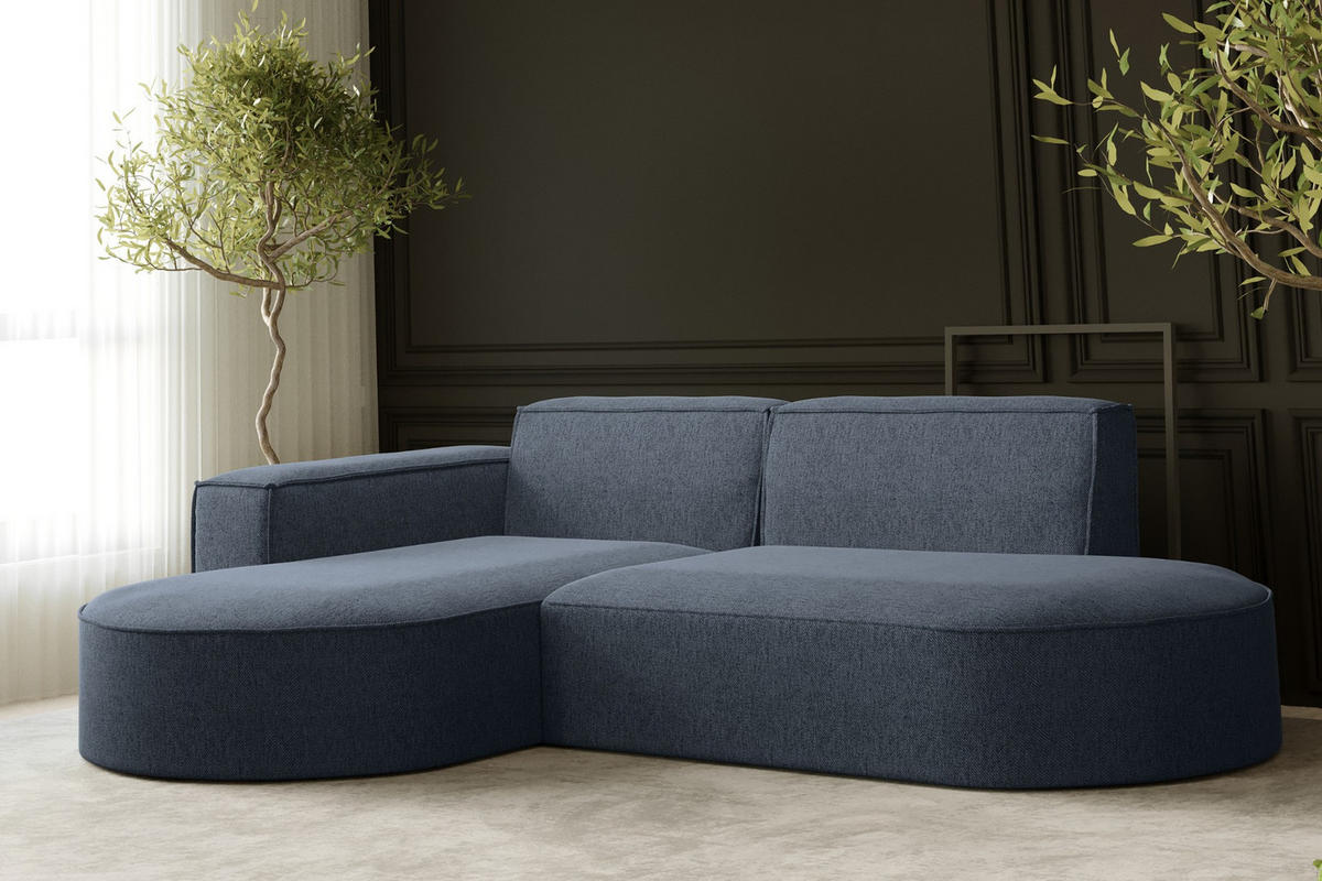 ECKSOFA MODENA L STUDIO Stoff Verita Marineblau Links - Dunkelblau, Holz (165/236cm) - Kaiser Möbel