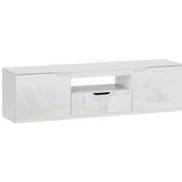 TV komoda 160/38/43 cm bijela, drvena, s odlaganjem i upravljanjem kabela - bijela, drvni materijal (160/43/38cm) - BEAOK
