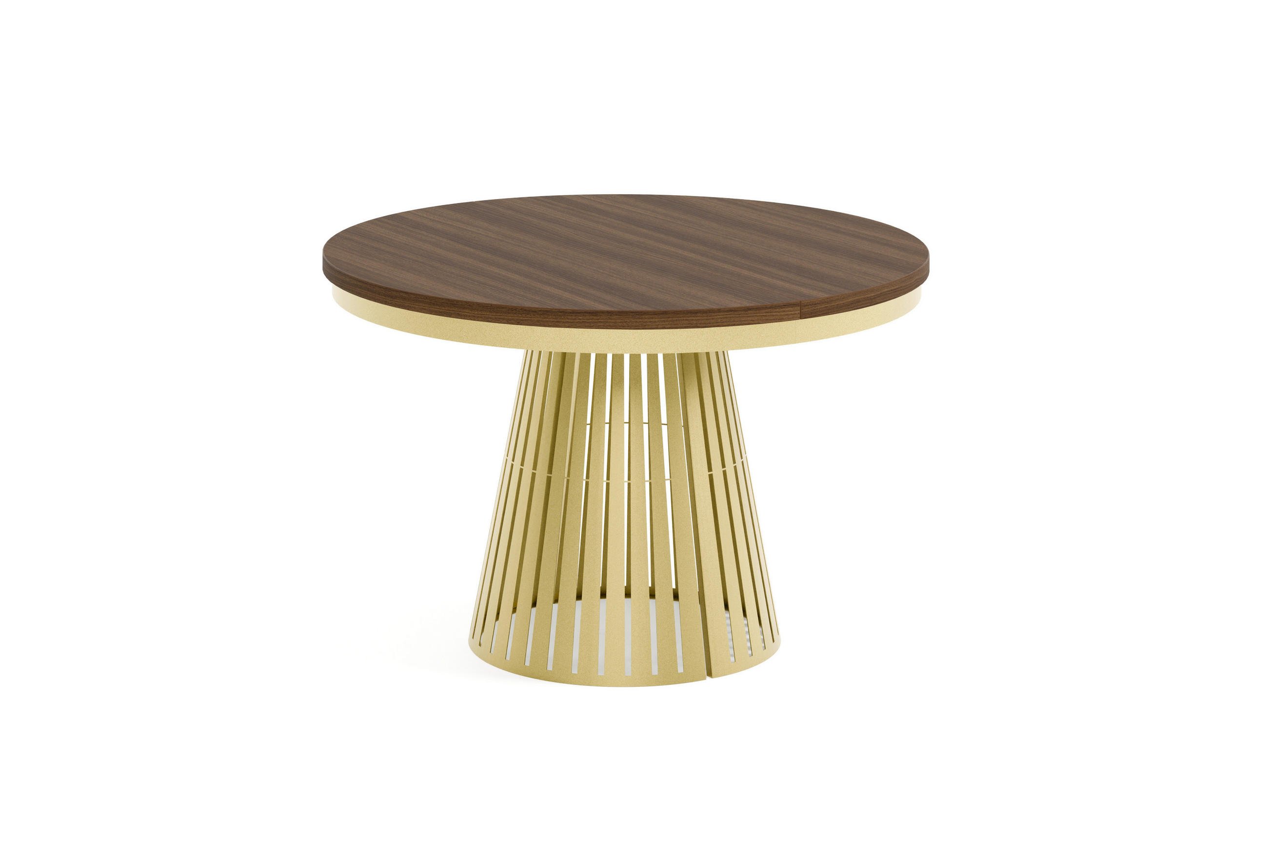 ESSTISCH Cone Bis - Goldfarben/Haselnussfarben, Holzwerkstoff/Metall (120/120/76cm) - Meblini