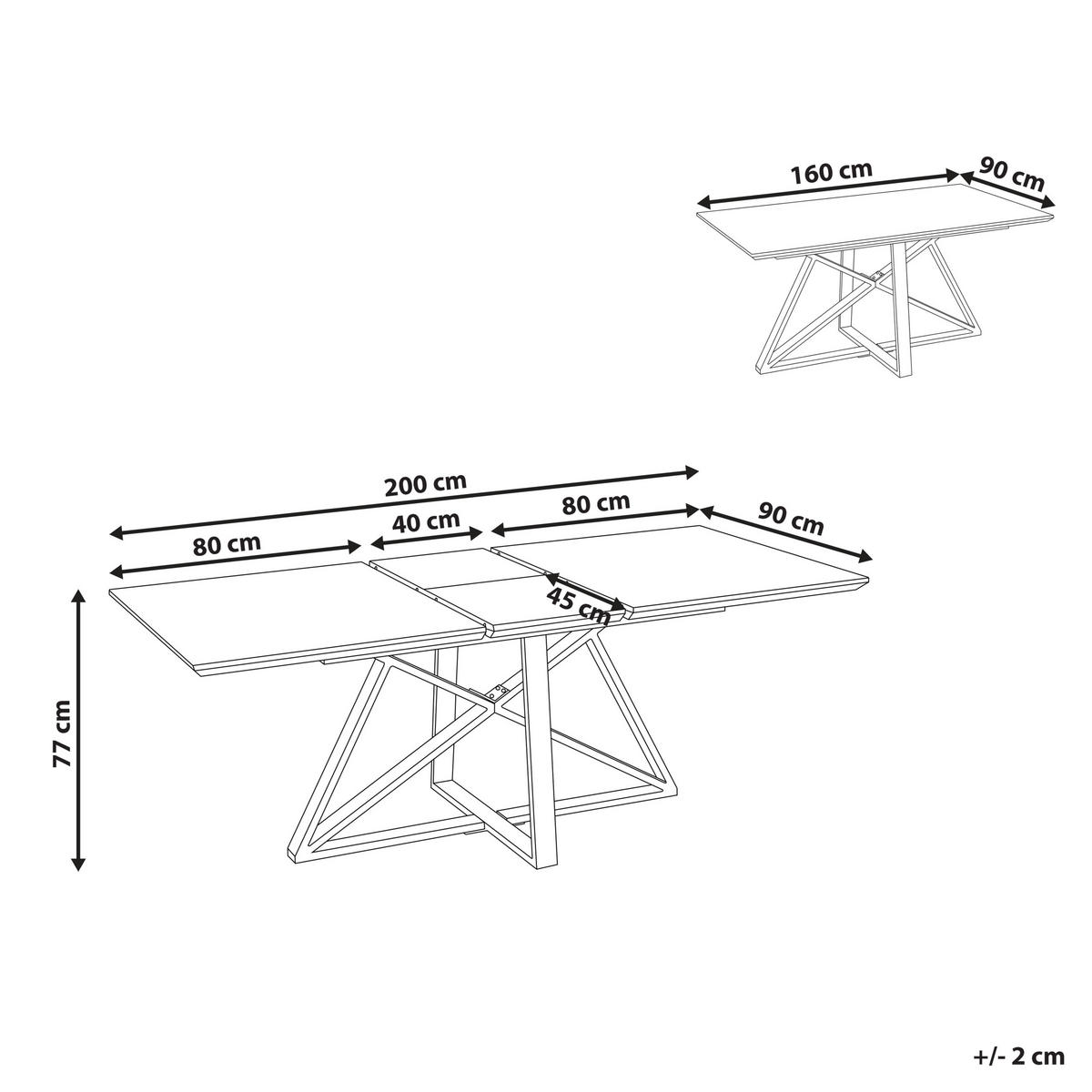 ESSTISCH 160-200/90/77 cm Weiß, Goldfarben Rechteckig Maximus - Weiß, Holzwerkstoff (200/90/77cm) - Beliani
